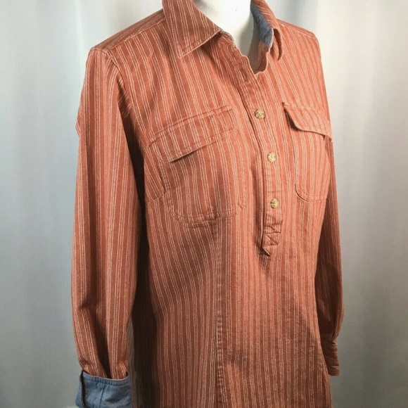 Duluth Trading Co~Work Shirt~Popover~Contrast Cuff - Picture 3 of 8